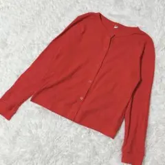 【c3152】UNIQLO ミニワッフルカーディガン　レッド　長袖