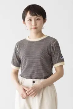 チャンピオン　柔らかいリブワッフル素材のリンガーTee