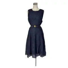 新品未使用 アメリカからお取寄せ カットワークレース濃紺フレアワンピース