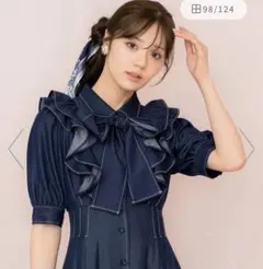 ラッフルリボンタイシャツワンピース