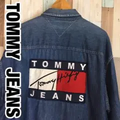 90s TOMMY JEANS トミージーンズ　星条旗　刺繍ロゴ　デニムJK