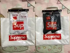 2足セット　Supreme ソックス 6-12 ホワイト ブラック セット