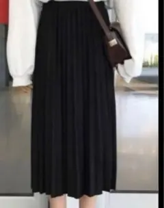 ストレッチ ロング　プリーツスカート　ブラック　黒　ラメ　キラキラ　光沢感