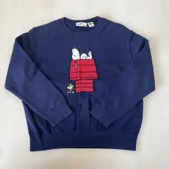 ユニクロ PEANUTS スヌーピー ネイビー クルーネックセーター 140cm