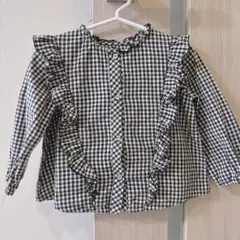 ○zarababy フリルチェック ブラウス 98cm 2-3years