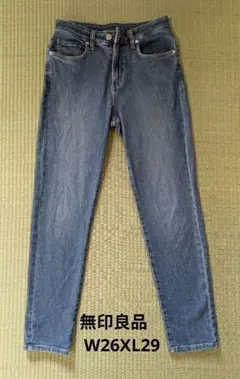 無印良品　ストレッチデニムスリムストレートパンツ婦人２６（６６ｃｍ）・ブルー