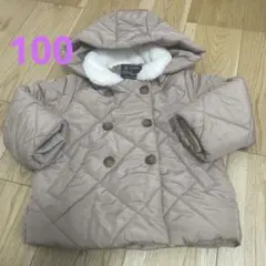 プティマイン ベージュ ダブルボタン 中綿コート 100cm