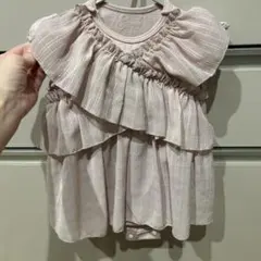 ベビー ロンパース フリル チェック ピンク ブランシェス