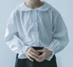 キッズ フォーマル ホワイトフリル襟 長袖シャツ ブラウス 120