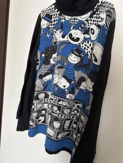 美品☆エイココンドウシースルーグラフィックプリント 長袖 シアー