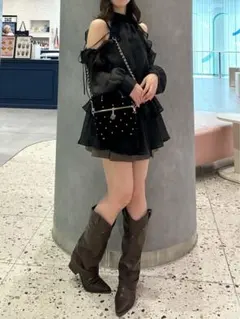 アメスリチュニックワンピース ブラック ナイスクラップniceclaup