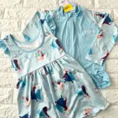 【120サイズ】ディズニー　プリンセス ワンピース 水着・ラッシュガードセット