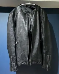 JACKROSE ラムレザー シングルライダース ブラック ノーカラー