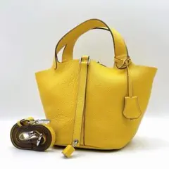 希少カラー アンコキーヌ 2WAYバッグ シボ革 イエロー系 斜めがけ h175のサムネイル