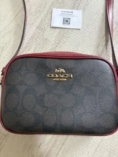 COACH ショルダーバッグ ダークブラウン/レッド