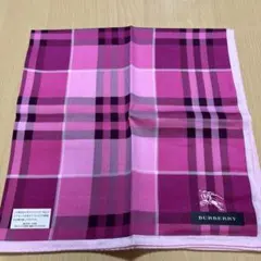 【新品未使用シール付】バーバリー　ハンカチ　ピンク　チェック　日本製　綿100%