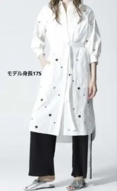 定価4.6万グレースコンチネンタル　スターカットシャツワンピース　白　36