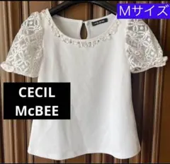 CECIL McBEE☆トップスＭ☆ホワイト レース袖