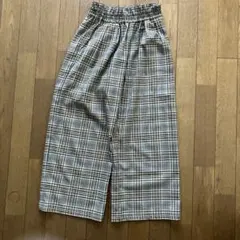 GUチェック柄140cmワイドパンツ