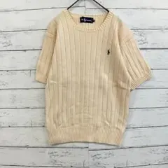 ラルフローレン 半袖リブニット クリーム色 M 綿100%