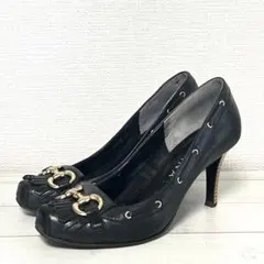 銀座かねまつ レザーパンプス ブラック - メルカリ