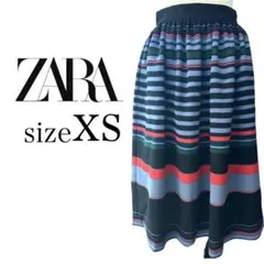 ZARA ザラ レトロマルチボーダー柄スカートのサムネイル
