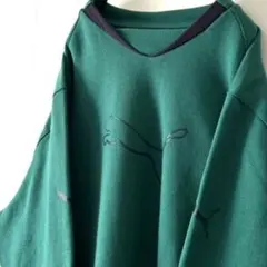 プーマ PUMA ロゴ スウェット トレーナー L グリーン 緑 古着