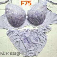 F75 L 新品未使用 ブラショーツセット 3661 ラベンダー レース 花柄