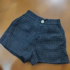 黒 チェック柄 ツイード風　ショートパンツ