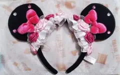 ミニーマウスカチューシャ 花飾り付き