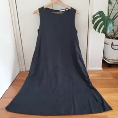 ユニクロ　黒 ノースリーブ ワンピース　リボン付き Ssize✨未使用