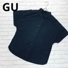 g100【ジーユー】コットン半袖シャツ★シンプル☆ベーシック☆ブラック☆M