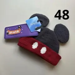 【匿名発送】ミッキーマウス耳付き　モコモコベビー帽子　48 ディズニー