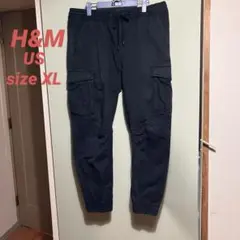古着 H&M カーゴジョガーパンツ ブラック 黒 大きいサイズ XL相当