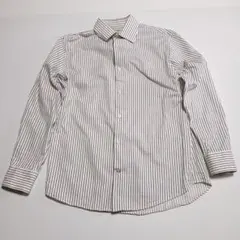 C906 バナナリパブリック　長袖シャツ　ブラウン　ストライプ柄　S
