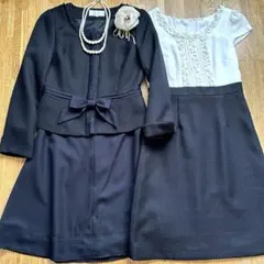 ネイビー3点セットアップ セレモニー ママスーツ お受験 フォーマル小さいサイズ