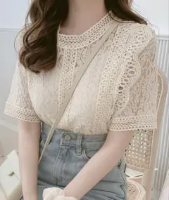 Girly Doll レース半袖トップス FREE SIZEのサムネイル