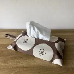 ボックスティッシュカバー【kukkaブラウン地×生成り】