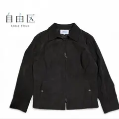美品✨自由区 レザージャケット ノーカラー ブラック 大きいサイズ50 2025年最新】自由区 レディース レザージャケット・ライダースの