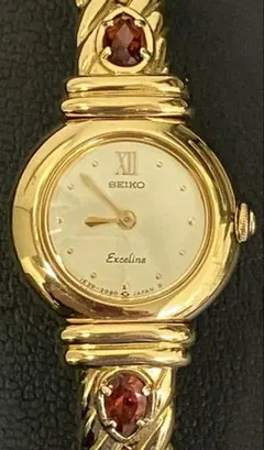 稼働/新品電池 SEIKO エクセリーヌ ガーネット ブレスウォッチ 腕時計
