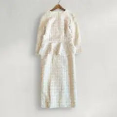 【定価3.7万】ストロベリーフィールズ ワンピース ペプラム ツイード イエロー