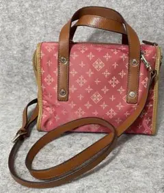 【3599】ラシットモノグラム柄 2way トート ショルダーバッグ ピンク