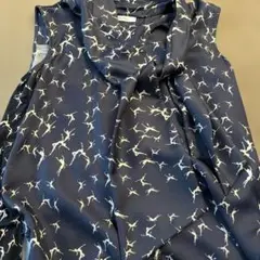 MaxMara ボウタイブラウス ネイビー 総柄 - メルカリ
