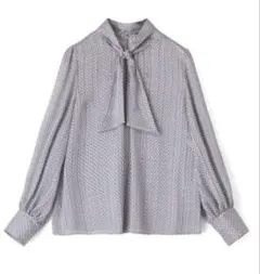 ANAYI アナイ　キカストライププリントボウタイ　ブラウス　38 美品