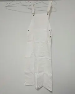 ロング丈 ジャンパースカート サロペット スカート 前スリット ホワイト