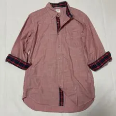 BACK NUMBER シャツ L 七分袖 レッド系カラー チェック柄入りのサムネイル