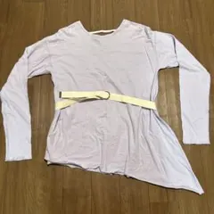 CREOLMEクレオルム　バックオープンロングTシャツ　ベルト付き　パープルのサムネイル