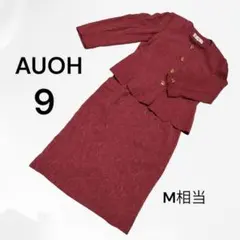 AUOH 9 レトロ　バブリー　レトロ　肩パッド付き　フォーマル　ワインレッド