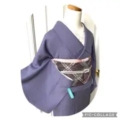色無地のお着物　　正絹　　紫　　　落款入