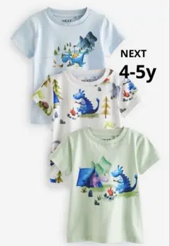 新品　next　110　ミネラルカラードラゴン&ダイナソーTシャツ　3枚セット